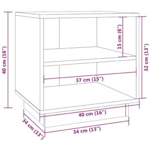 Κομοδίνα 2 τεμ. Γκρι 40 x 34 x 40 εκ. από Μασίφ Ξύλο Πεύκου