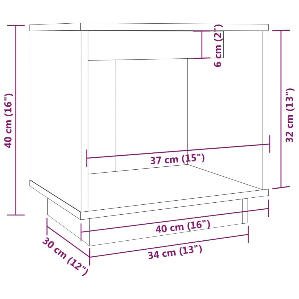 Κομοδίνο Καφέ Μελί 40 x 30 x 40 εκ. από Μασίφ Ξύλο Πεύκου