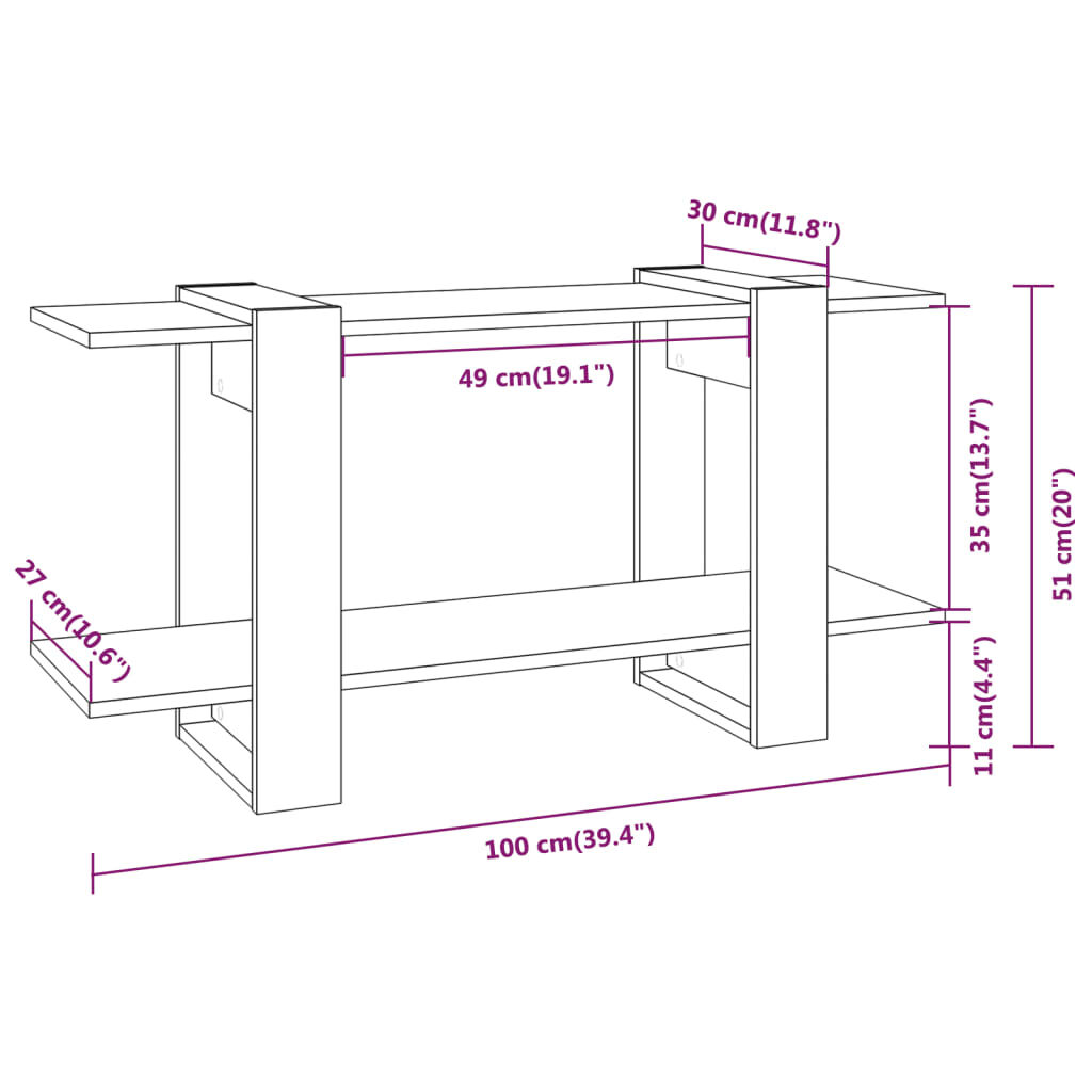 Βιβλιοθήκη Ραφιέρα Sonoma Δρυς 100x30x51 εκ. Επεξεργασμένο Ξύλο