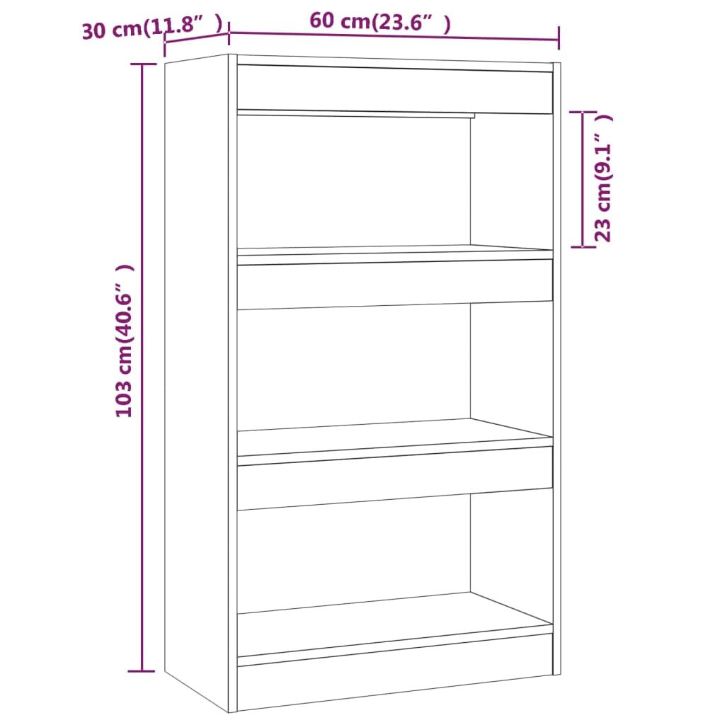 Βιβλιοθήκη/Διαχωρ. Χώρου Καπνιστή Δρυς 60x30x103 εκ Μοριοσανίδα