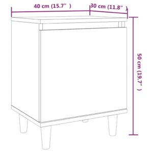 Κομοδίνο Καπνιστή Δρυς 40 x 30 x 50 εκ. με Μασίφ Ξύλινα Πόδια