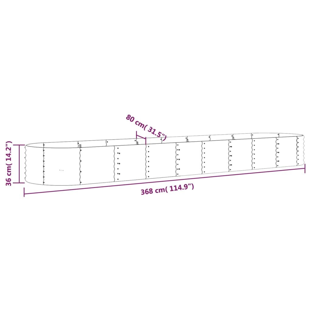 Ζαρντινιέρα Πράσινη 368x80x36 εκ Ατσάλι με Ηλεκτρ. Βαφή Πούδρας