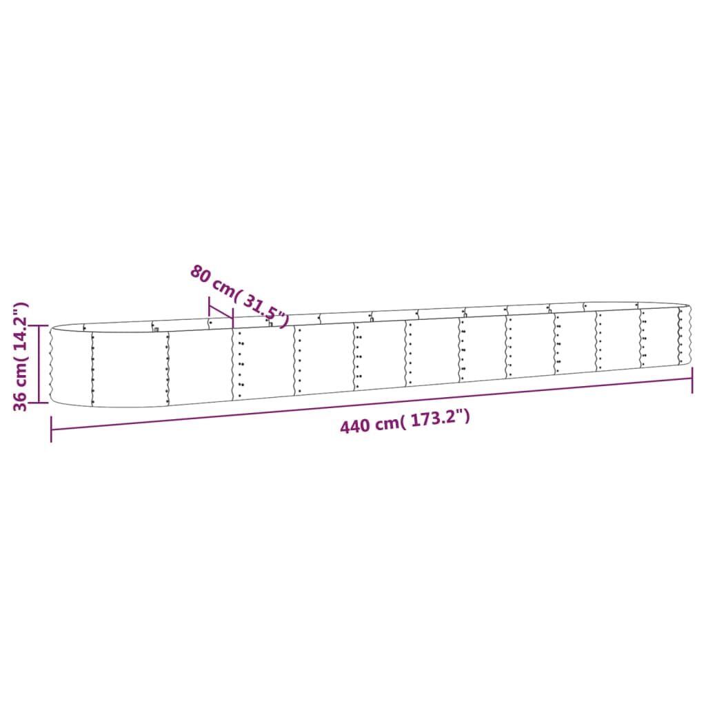 Ζαρντινιέρα Ασημί 440x80x36 εκ. Ατσάλι με Ηλεκτρ. Βαφή Πούδρας