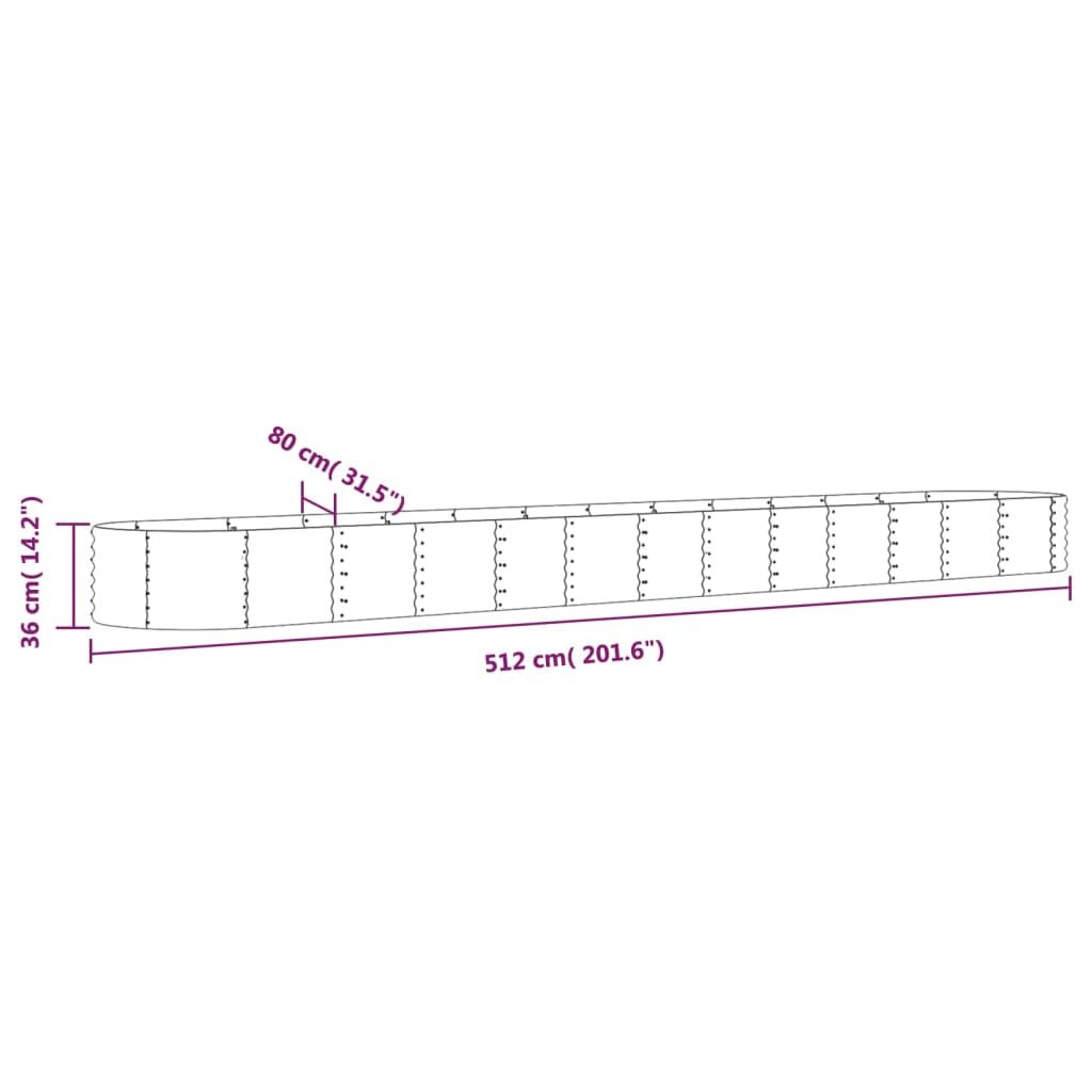 Ζαρντινιέρα Ασημί 512x80x36 εκ. Ατσάλι με Ηλεκτρ. Βαφή Πούδρας