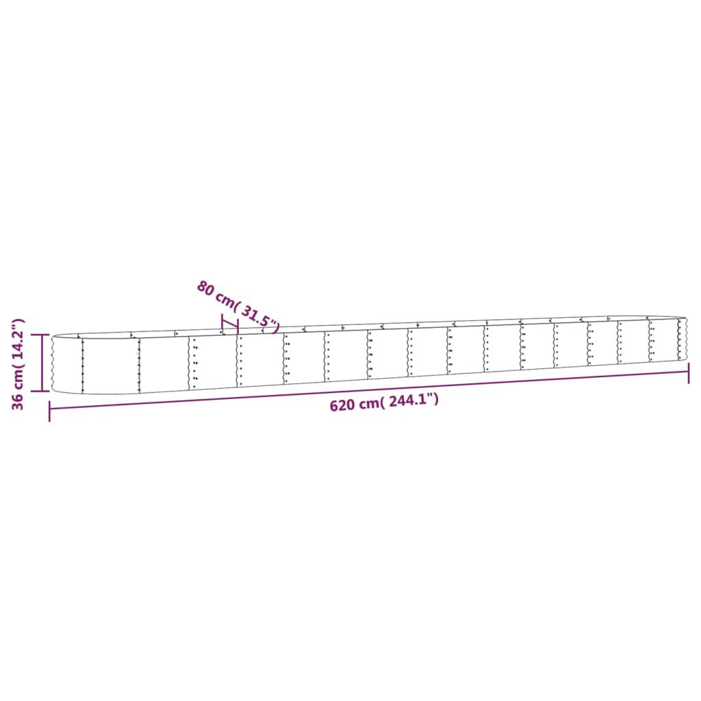 Ζαρντινιέρα Ασημί 620x80x36 εκ. Ατσάλι με Ηλεκτρ. Βαφή Πούδρας