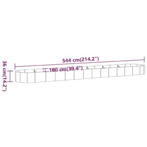 Ζαρντινιέρα Ασημί 544x100x36 εκ. Ατσάλι με Ηλεκτρ. Βαφή Πούδρας