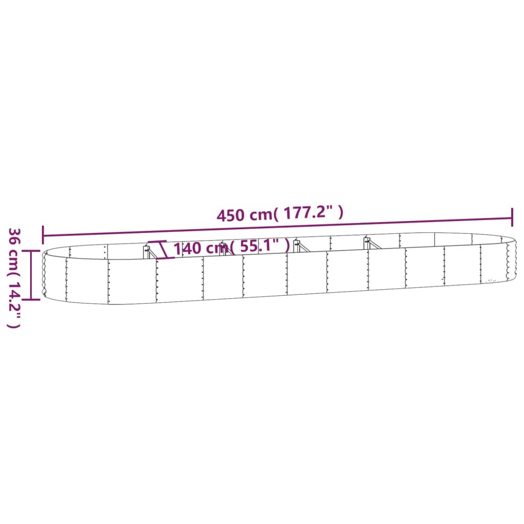 Ζαρντινιέρα Γκρι 450x140x36 εκ. Ατσάλι με Ηλεκτρ. Βαφή Πούδρας