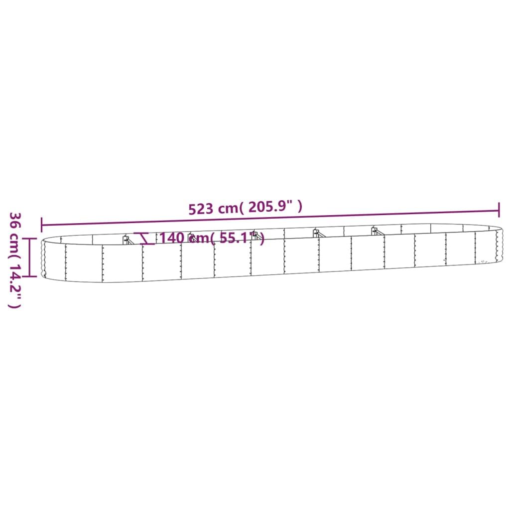 Ζαρντινιέρα Ασημί 523x140x36 εκ. Ατσάλι με Ηλεκτρ. Βαφή Πούδρας