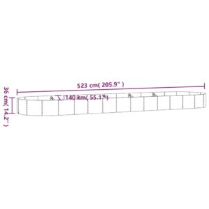 Ζαρντινιέρα Ασημί 523x140x36 εκ. Ατσάλι με Ηλεκτρ. Βαφή Πούδρας