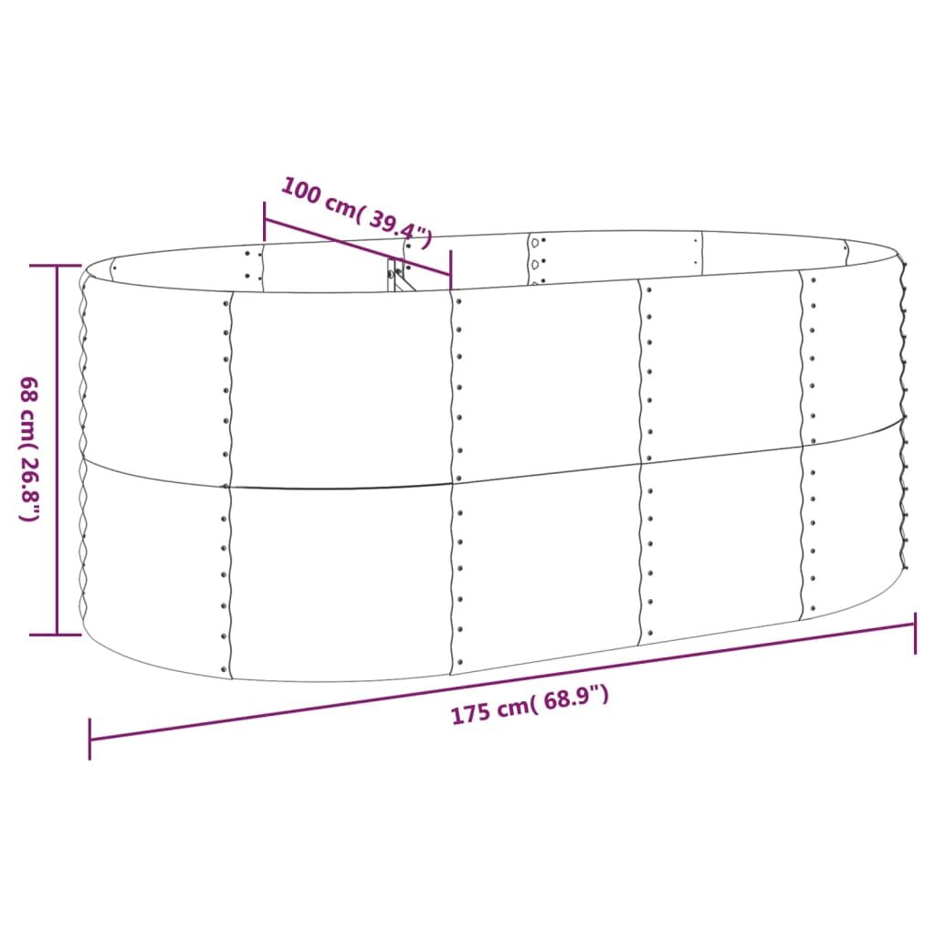 Ζαρντινιέρα Ασημί 175x100x68 εκ. Ατσάλι με Ηλεκτρ. Βαφή Πούδρας