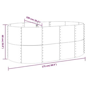 Ζαρντινιέρα Ασημί 175x100x68 εκ. Ατσάλι με Ηλεκτρ. Βαφή Πούδρας