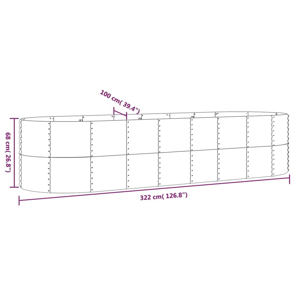 Ζαρντινιέρα Καφέ 322x100x68 εκ. Ατσάλι με Ηλεκτρ. Βαφή Πούδρας