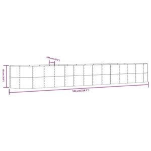 Ζαρντινιέρα Γκρι 554x100x68 εκ. Ατσάλι με Ηλεκτρ. Βαφή Πούδρας