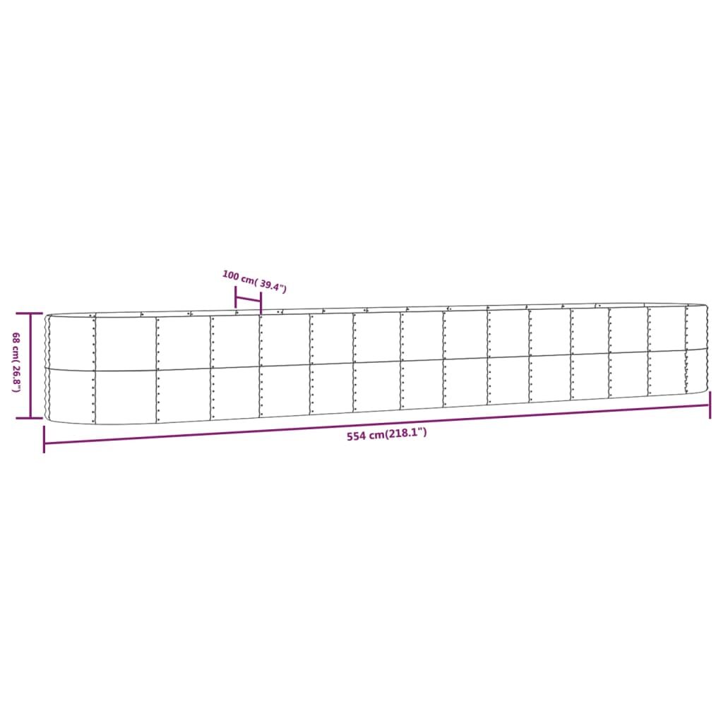 Ζαρντινιέρα Ασημί 554x100x68 εκ. Ατσάλι με Ηλεκτρ. Βαφή Πούδρας