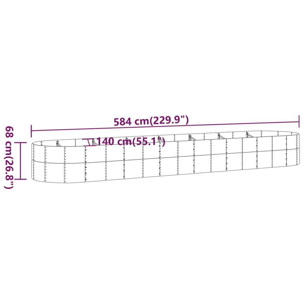 Ζαρντινιέρα Ασημί 586x140x68 εκ. Ατσάλι με Ηλεκτρ. Βαφή Πούδρας