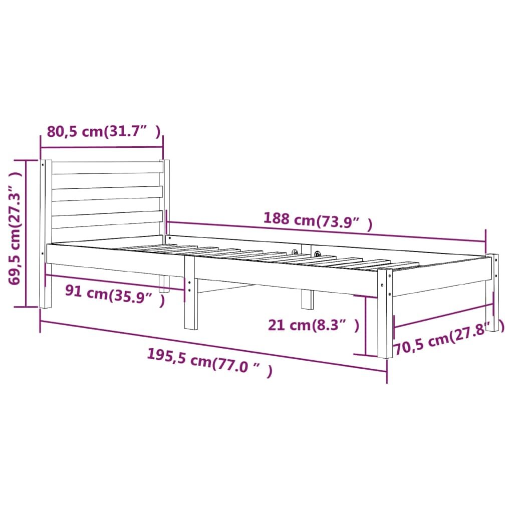 Πλαίσιο Κρεβατιού Μελί 75x190 εκ Ξύλο Πεύκου 2FT6 Small Single