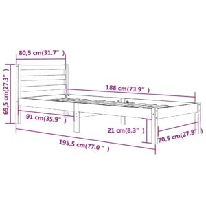 Πλαίσιο Κρεβατιού Μελί 75x190 εκ Ξύλο Πεύκου 2FT6 Small Single