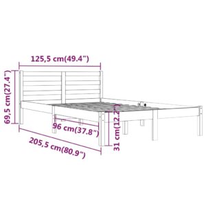 Πλαίσιο Κρεβατιού Καφέ Μελί 120 x 200 εκ. από Μασίφ Ξύλο Πεύκου