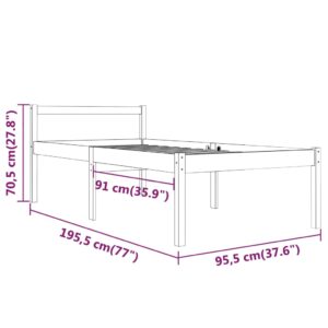 Πλαίσιο Κρεβατιού Μελί 90x190 εκ. Μασίφ Ξύλο Πεύκου 3FT Single