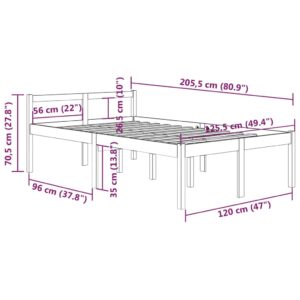 Πλαίσιο Κρεβατιού Καφέ Μελί 120 x 200 εκ. Μασίφ Ξύλο Πεύκου