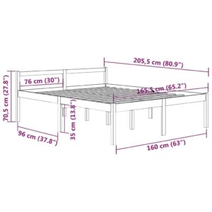 Πλαίσιο Κρεβατιού Γκρι 160 x 200 εκ. από Μασίφ Ξύλο Πεύκου