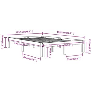 Πλαίσιο Κρεβατιού Γκρι 120x190 εκ. Μασίφ Ξύλο 4FT Small Double