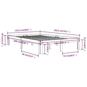 Πλαίσιο Κρεβατιού Μαύρο 120x190 εκ. Μασίφ Ξύλο 4FT Small Double