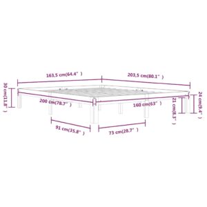 Πλαίσιο Κρεβατιού Καφέ Μελί 160 x 200 εκ. από Μασίφ Ξύλο Πεύκου