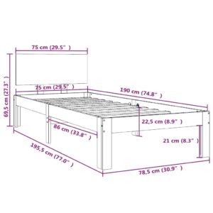 Πλαίσιο Κρεβατιού Μελί 75x190 εκ. Μασίφ Ξύλο 2FT6 Small Single