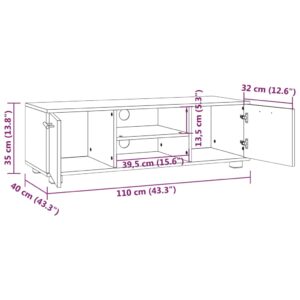 Έπιπλο Τηλεόρασης Καπνιστή Δρυς 110x40x35 εκ Επεξεργασμένο Ξύλο