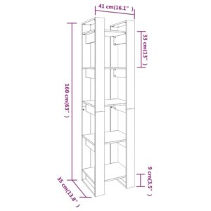 Βιβλιοθήκη/Διαχωριστικό Χώρου Γκρι 41x35x160 εκ. Μασίφ Πεύκο