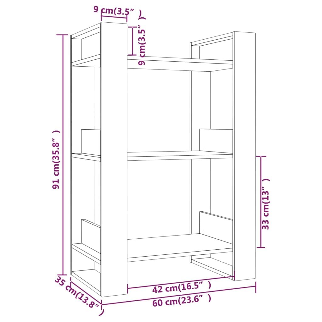 Βιβλιοθήκη/Διαχωριστικό Χώρου Λευκό 60x35x91 εκ. Μασίφ Πεύκο