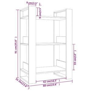 Βιβλιοθήκη/Διαχωριστικό Χώρου Γκρι 60x35x91 εκ. Μασίφ Πεύκο