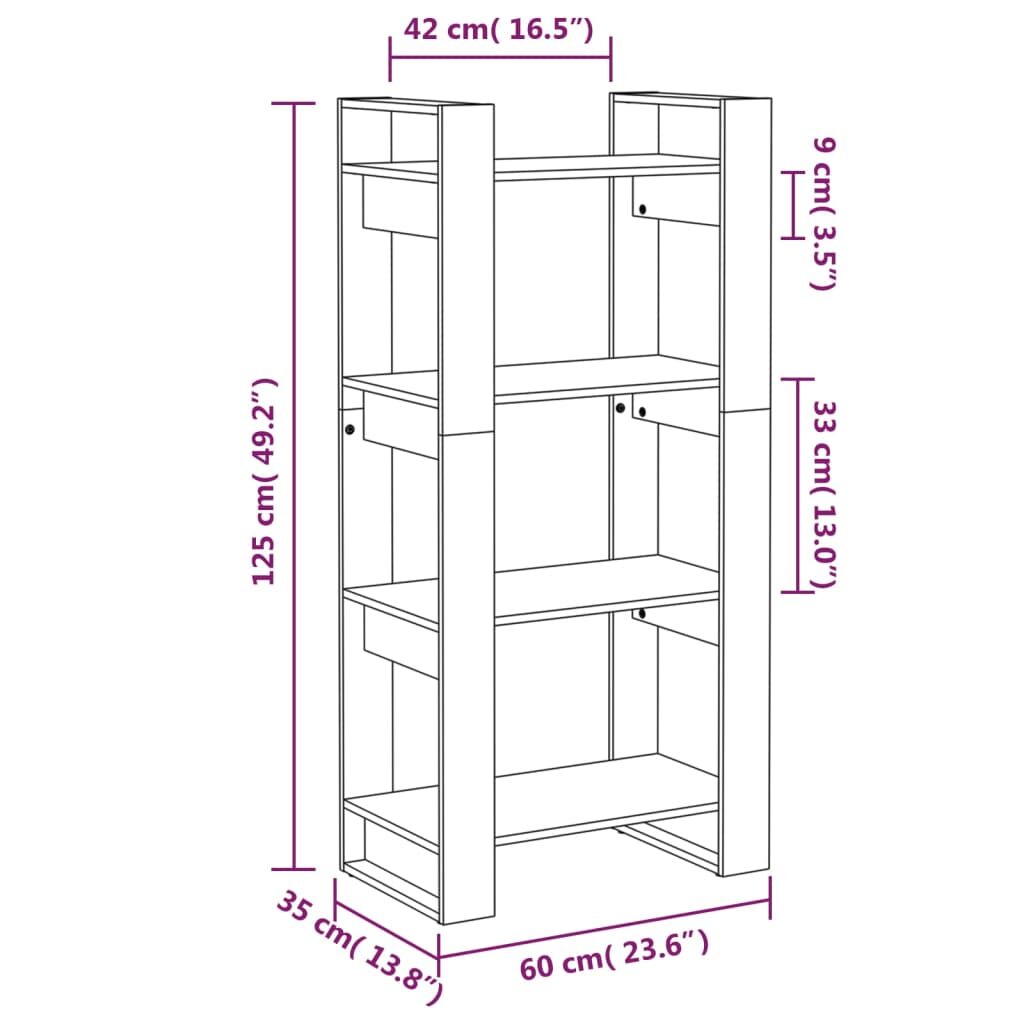 Βιβλιοθήκη/Διαχωριστικό Χώρου Λευκό 60x35x125 εκ. Μασίφ Ξύλο