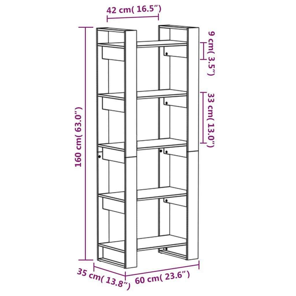 Βιβλιοθήκη/Διαχωριστικό Χώρου Λευκό 60x35x160 εκ. Μασίφ Ξύλο