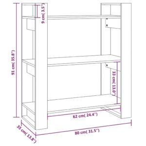 Βιβλιοθήκη/Διαχωριστικό Χώρου Γκρι 80x35x91 εκ. Μασίφ Πεύκο