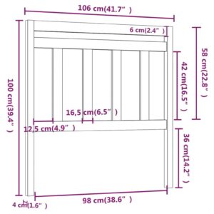 Κεφαλάρι Κρεβατιού 106 x 4 x 100 εκ. από Μασίφ Ξύλο Πεύκου