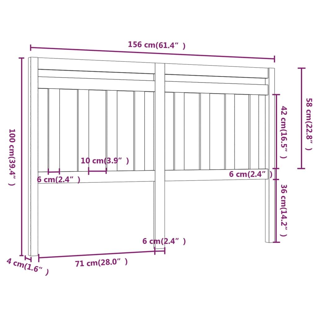 Κεφαλάρι Κρεβατιού 156 x 4 x 100 εκ. από Μασίφ Ξύλο Πεύκου