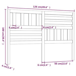 Κεφαλάρι κρεβατιού Γκρι 126x4x100 εκ. από Μασίφ Ξύλο Πεύκου