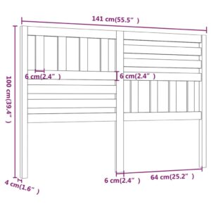 Κεφαλάρι κρεβατιού Καφέ 141x4x100 εκ. από Μασίφ Ξύλο Πεύκου