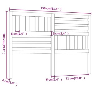 Κεφαλάρι κρεβατιού Γκρι 156x4x100 εκ. από Μασίφ Ξύλο Πεύκου