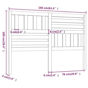 Κεφαλάρι κρεβατιού Μαύρο 166x4x100 εκ. από Μασίφ Ξύλο Πεύκου