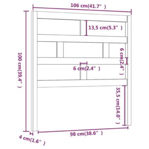 Κεφαλάρι Κρεβατιού 106x4x100 εκ. από Μασίφ Ξύλο Πεύκου