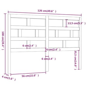 Κεφαλάρι κρεβατιού Καφέ 126x4x100 εκ. από Μασίφ Ξύλο Πεύκου