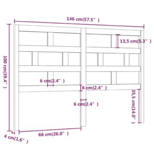 Κεφαλάρι κρεβατιού Γκρι 146x4x100 εκ. από Μασίφ Ξύλο Πεύκου