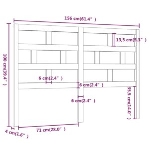 Κεφαλάρι κρεβατιού Γκρι 156x4x100 εκ. από Μασίφ Ξύλο Πεύκου