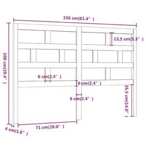 Κεφαλάρι κρεβατιού Μαύρο 156x4x100 εκ. από Μασίφ Ξύλο Πεύκου