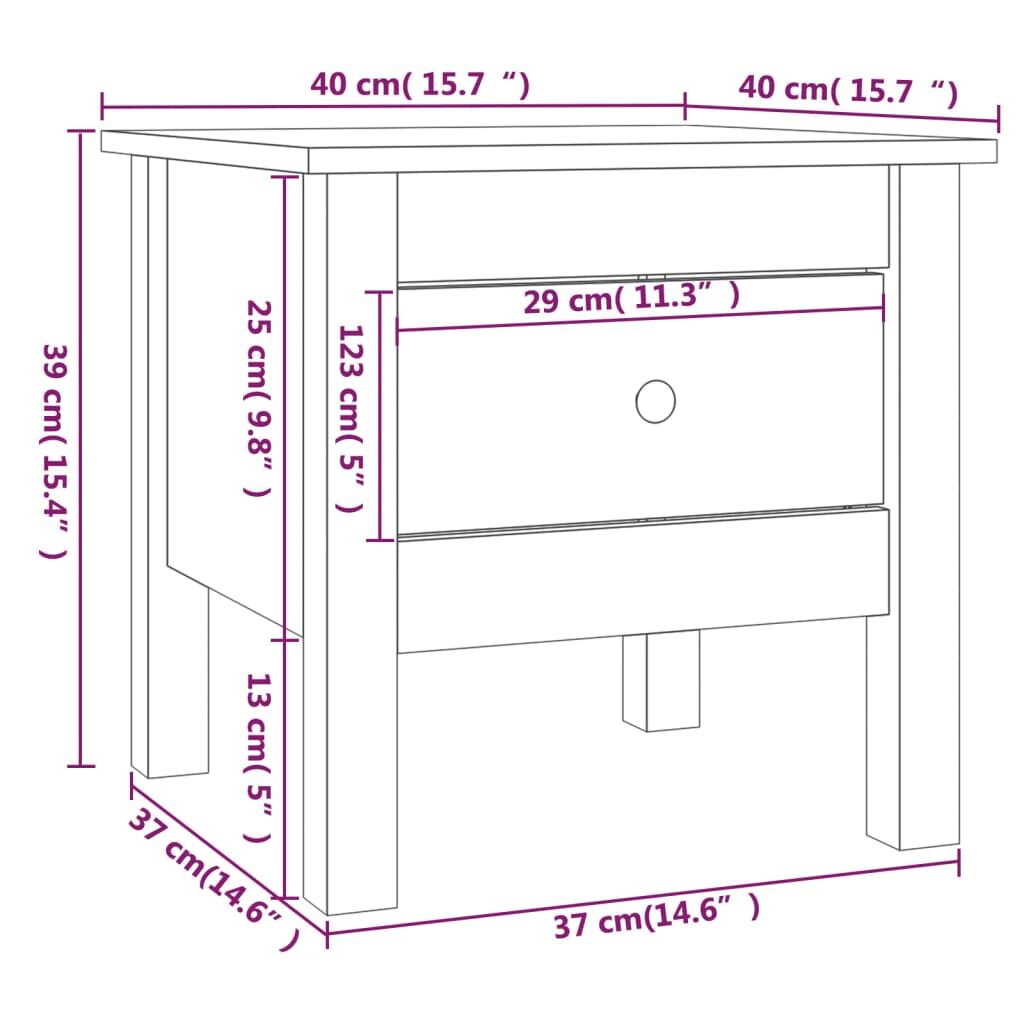 Βοηθητικό Τραπέζι Γκρι 40 x 40 x 39 εκ. από Μασίφ Ξύλο Πεύκου