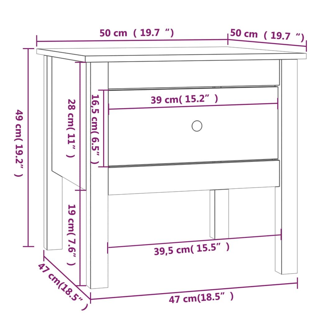 Βοηθητικό Τραπέζι Γκρι 50x50x49 εκ. από Μασίφ Ξύλο Πεύκου