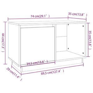 Έπιπλο Τηλεόρασης Λευκό 74 x 35 x 44 εκ. από Μασίφ Ξύλο Πεύκου